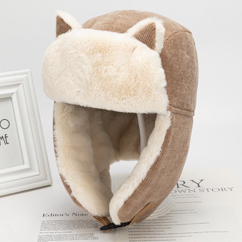 Cat Earmuffs Winter Cap
