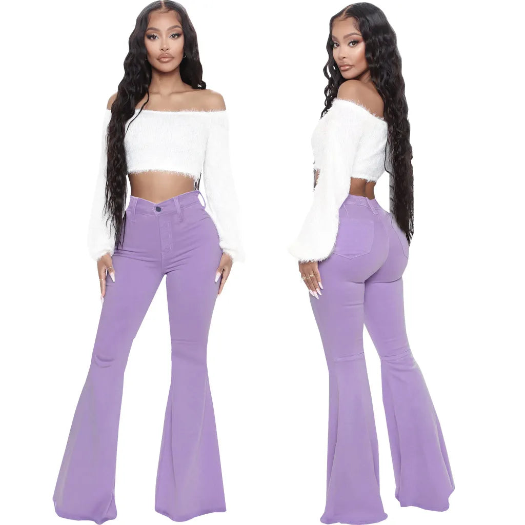 BASICS HIGH-WAISTED HIGH STRETCHY FLARED JEANS