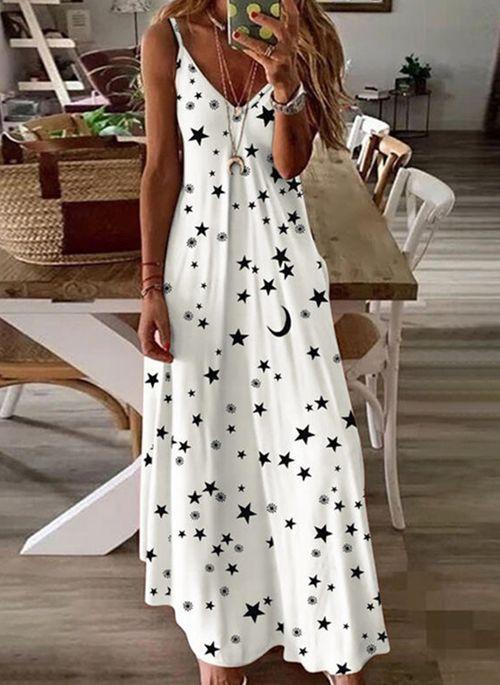 DS11039 Casual Geometric Slip Camisole Neckline Shift Dress