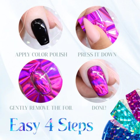Reflective Mosaic Nail Art Transfer Foils Set of 12