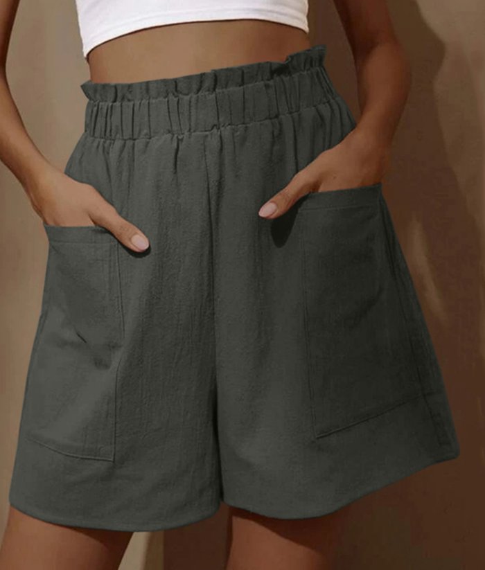 Womens Summer High Waist Wide Leg Casual Shorts