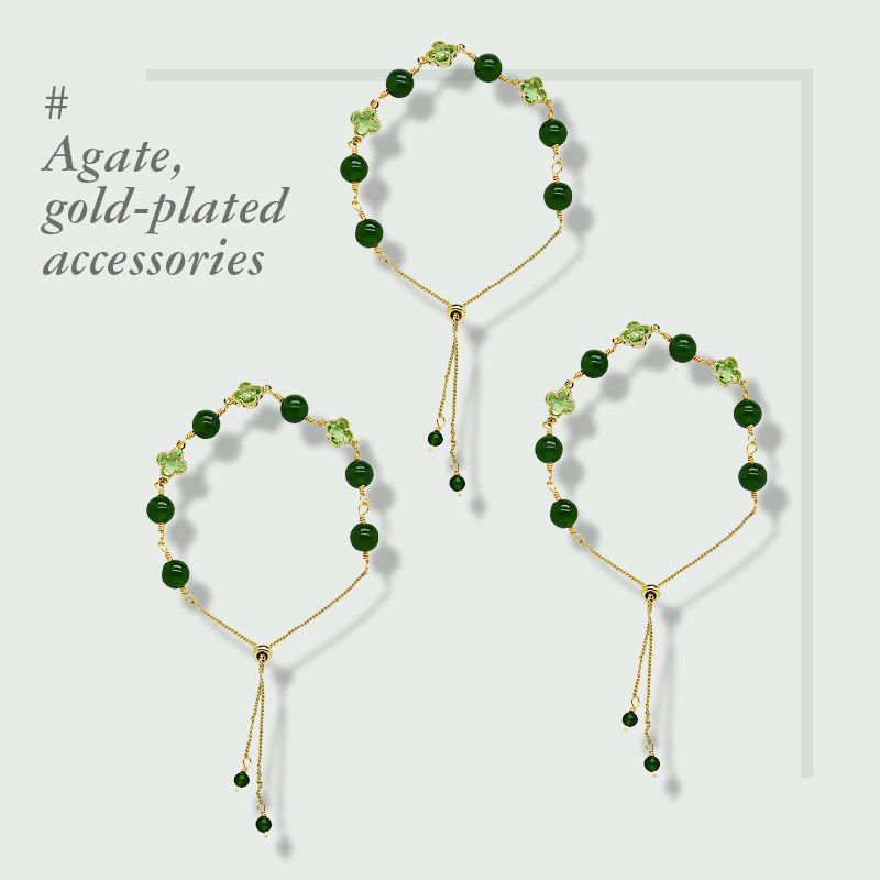 2022 FOUR LEAF CLOVER CHALCEDONY GOOD LUCK BRACELET