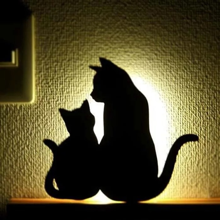 Light Voice Sensor Control LED Cute Cat Wall Light