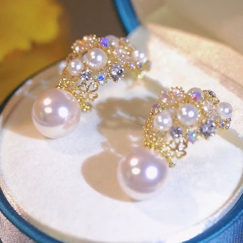 Zircon Micro set Pearl Earrings