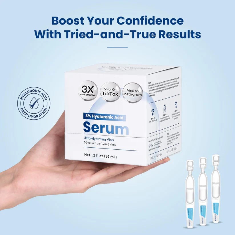 💧 3% Hyaluronic Acid Ultra-Hydrating Serum Flood Your Skin With Glass-Skin Hydration Instantly ✨