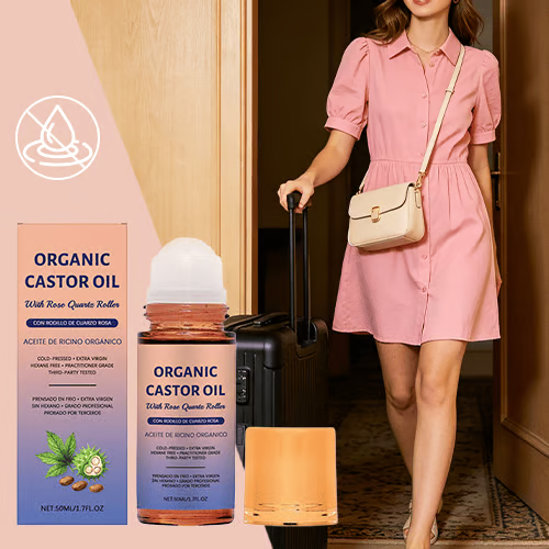 🔥BUY 1 GET 1 FREE🔥Organic Golden Castor Oil Roll-On with Rose Quartz