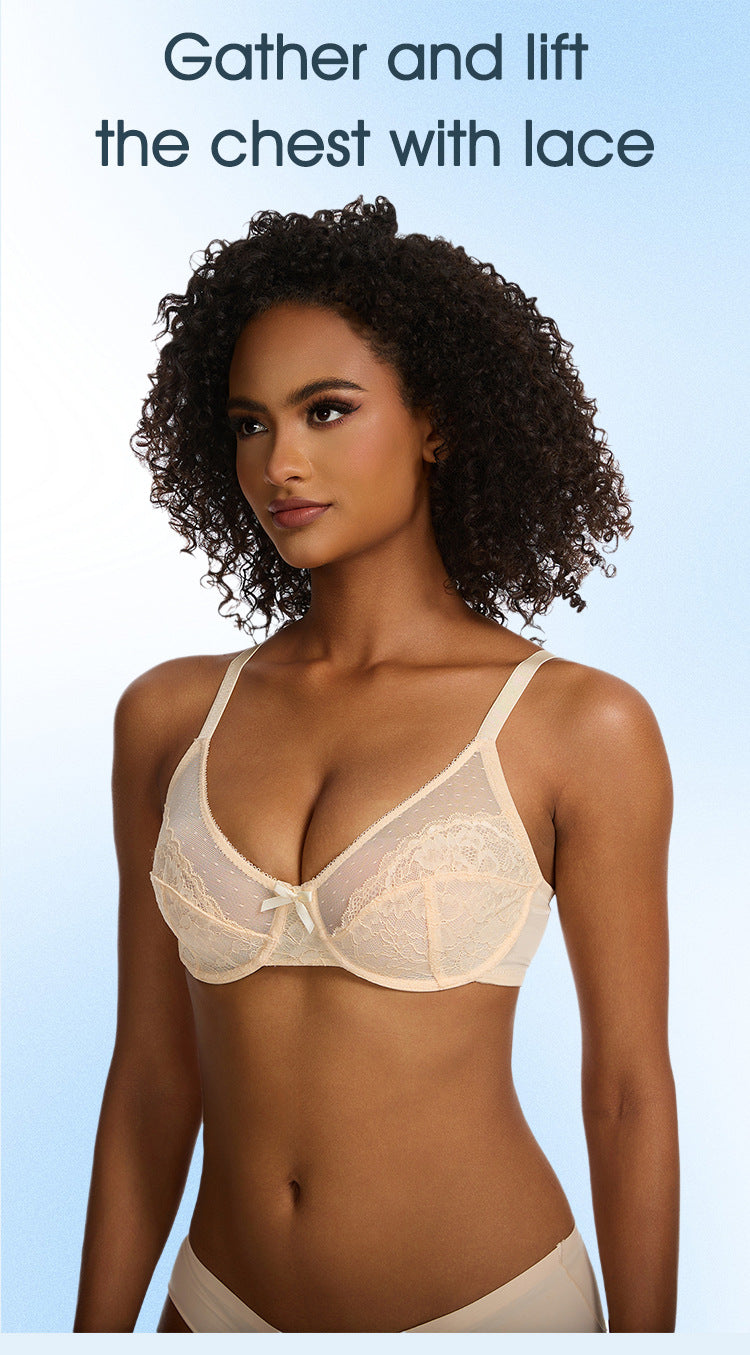 Floral Lace Plus Size Underwire Unlined Non-padded Full Coverage Adjustable Straps Minimizer Bra Womenswear