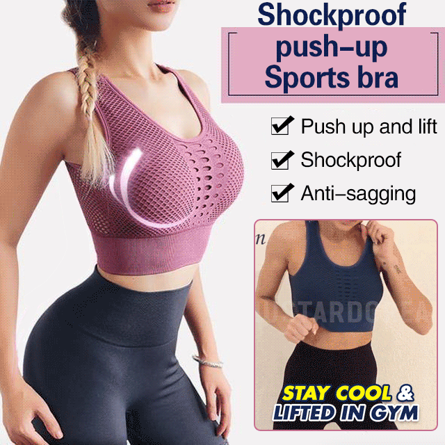 Shockproof push-up breathable mesh sports bra