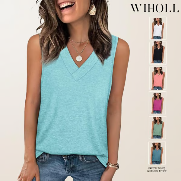 🎁Last Day Promotion 49% OFF✨Women's Sleeveless V-Neck Slimming Loose Fit Casual Tank Top T-Shirt