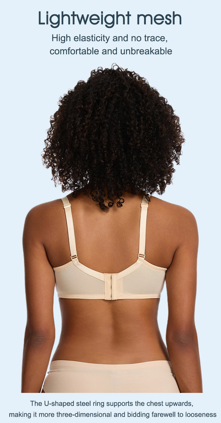 Floral Lace Plus Size Underwire Unlined Non-padded Full Coverage Adjustable Straps Minimizer Bra Womenswear