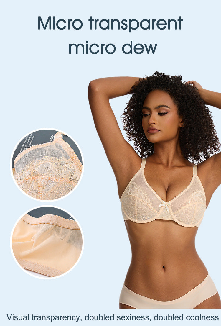 Floral Lace Plus Size Underwire Unlined Non-padded Full Coverage Adjustable Straps Minimizer Bra Womenswear