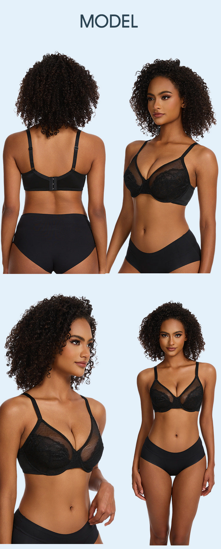 Floral Lace Plus Size Underwire Unlined Non-padded Full Coverage Adjustable Straps Minimizer Bra Womenswear
