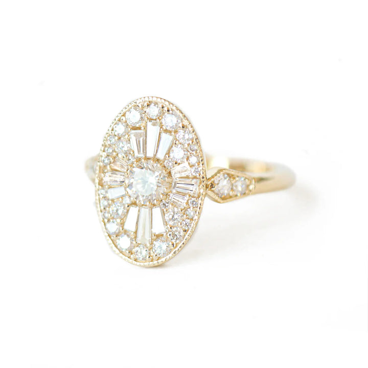Oval Shape Ballerina Round Diamond Mosaic Ring