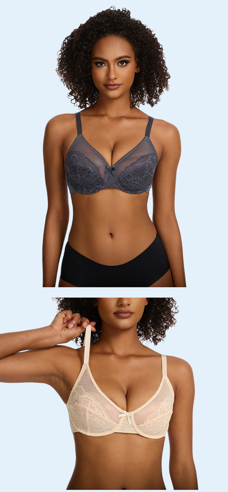 Floral Lace Plus Size Underwire Unlined Non-padded Full Coverage Adjustable Straps Minimizer Bra Womenswear