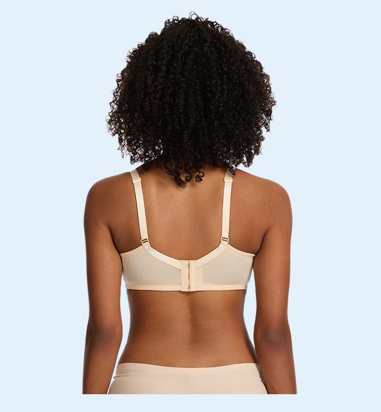 Floral Lace Plus Size Underwire Unlined Non-padded Full Coverage Adjustable Straps Minimizer Bra Womenswear