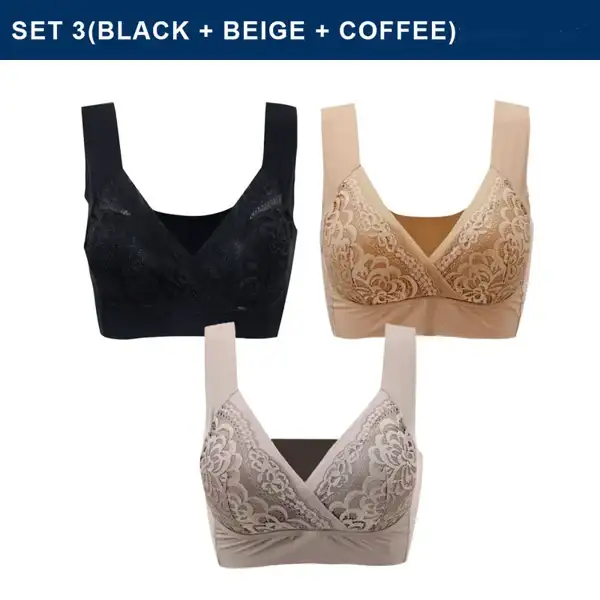 ROSY LIFT BRA –Plus Size Comfort Extra Elastic Wireless Support Lace Bra (Size runs the same as regular bras)