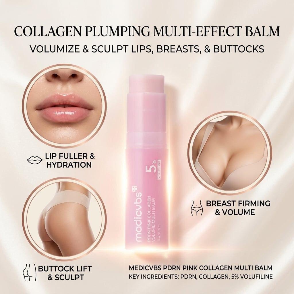 💗 Developed in Korea | Anti-Aging | Moisturizes & Smooths Skin | Plumps Lips, Bust, & Hips | Improves Dark Spots | Firms Skin | Pink Collagen Multi-Effect Plumping Serum Stick