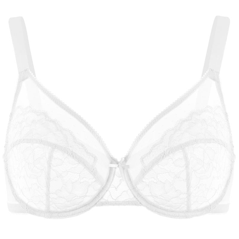 Floral Lace Plus Size Underwire Unlined Non-padded Full Coverage Adjustable Straps Minimizer Bra Womenswear