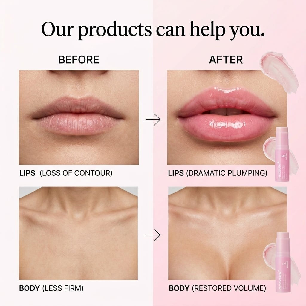 💗 Developed in Korea | Anti-Aging | Moisturizes & Smooths Skin | Plumps Lips, Bust, & Hips | Improves Dark Spots | Firms Skin | Pink Collagen Multi-Effect Plumping Serum Stick