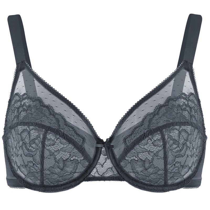 Floral Lace Plus Size Underwire Unlined Non-padded Full Coverage Adjustable Straps Minimizer Bra Womenswear
