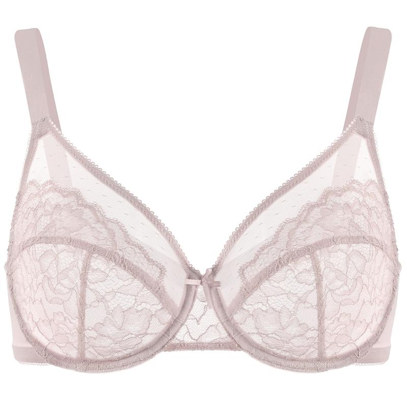 Floral Lace Plus Size Underwire Unlined Non-padded Full Coverage Adjustable Straps Minimizer Bra Womenswear