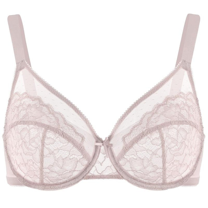 Floral Lace Plus Size Underwire Unlined Non-padded Full Coverage Adjustable Straps Minimizer Bra Womenswear