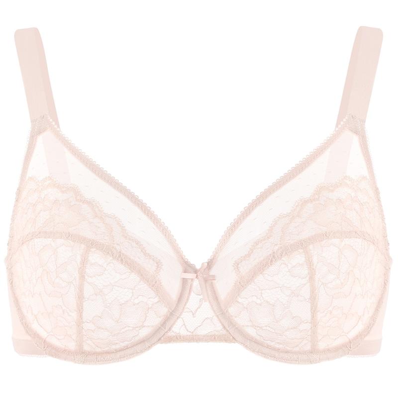 Floral Lace Plus Size Underwire Unlined Non-padded Full Coverage Adjustable Straps Minimizer Bra Womenswear