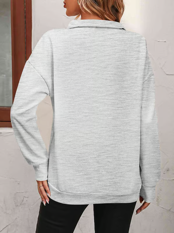Womens Zip-Up Dropped Shoulder Sweatshirt