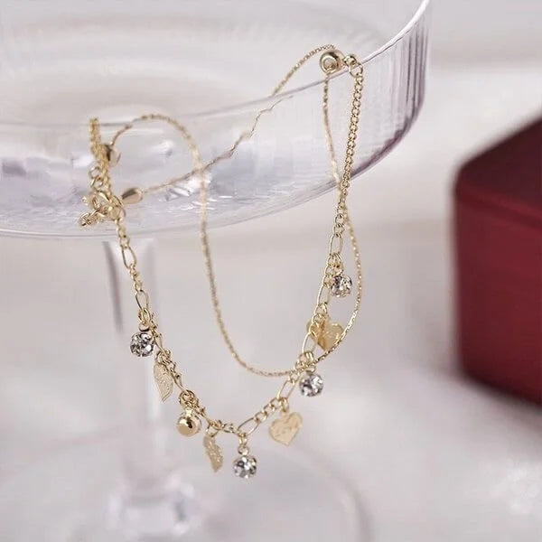 💖Summer Hot Sale🌹Double Layer Heart Anklet