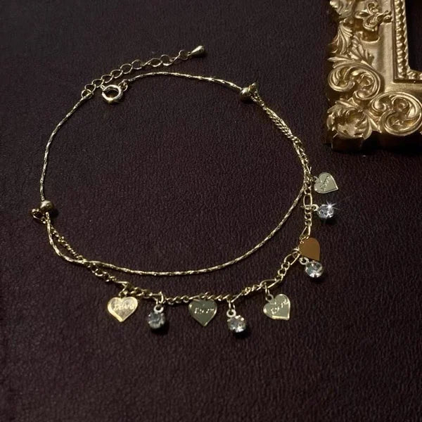💖Summer Hot Sale🌹Double Layer Heart Anklet