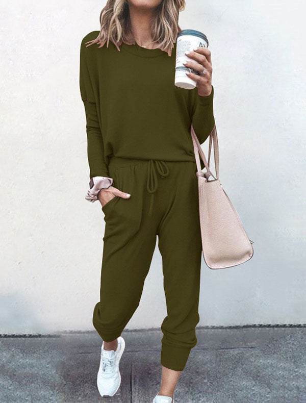 Women s Sweatsuit 2 Piece Set Drawstring Pocket Loose Fit Minimalist Long Sleeve Soft Oversized Comfortable