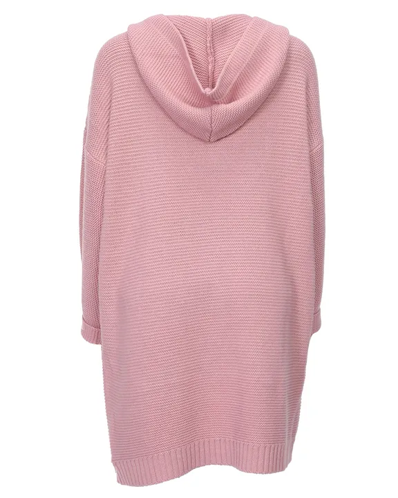 Ribbed Knit Button Up Open Front Hooded Cardigan