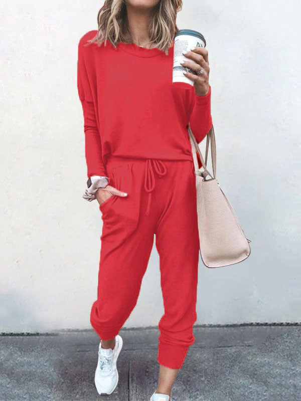 Women s Sweatsuit 2 Piece Set Drawstring Pocket Loose Fit Minimalist Long Sleeve Soft Oversized Comfortable