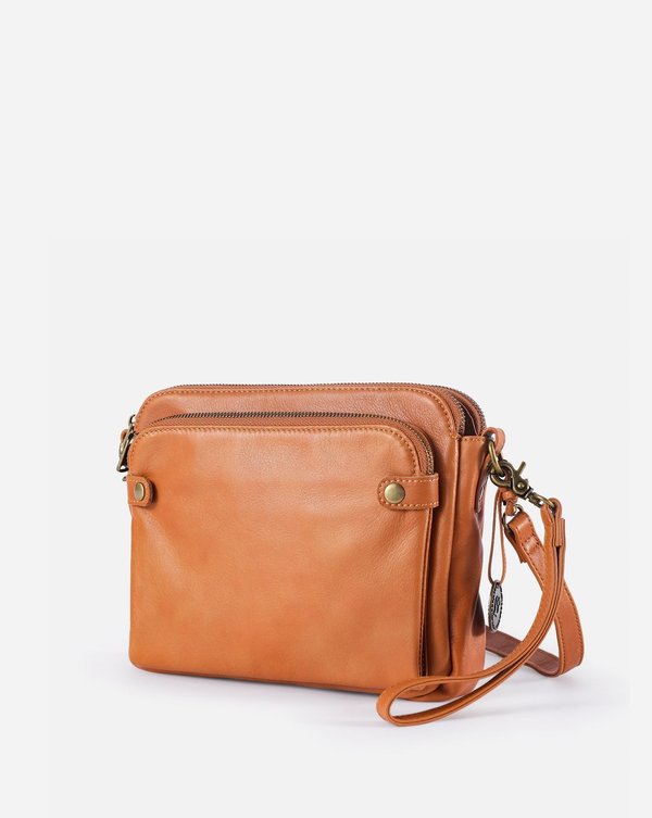 Three Layer Leather Crossbody Shoulder Clutch Bag