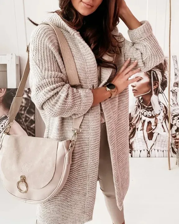 Ribbed Knit Button Up Open Front Hooded Cardigan