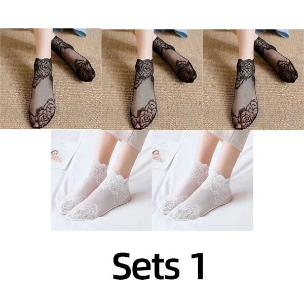 LADIES FASHION LACE SOCKS(5 PAIRS)
