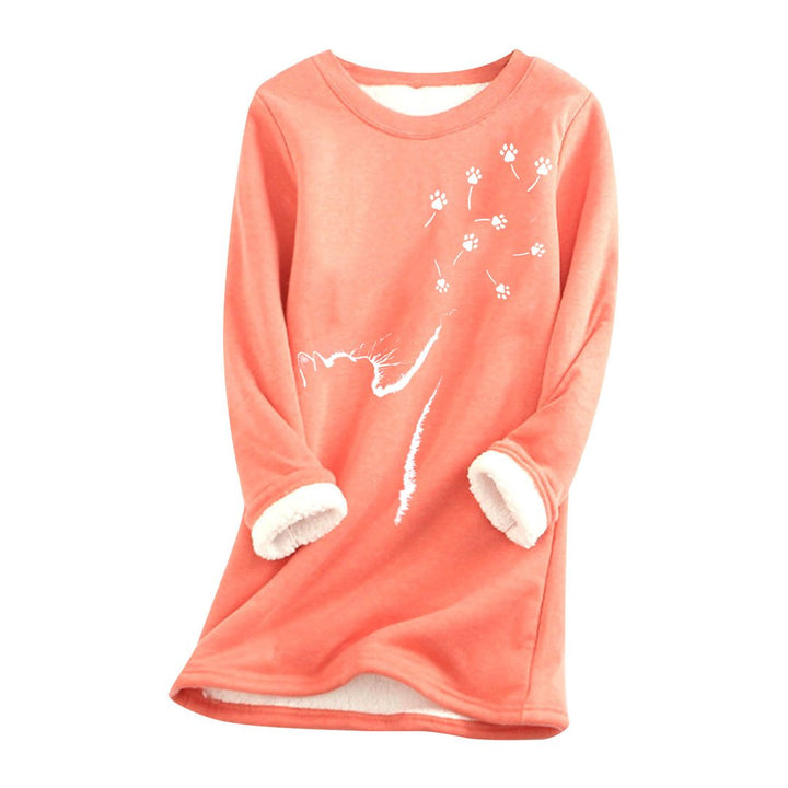 Cat paw Casual Cotton Round Neck Solid Sweatshirt