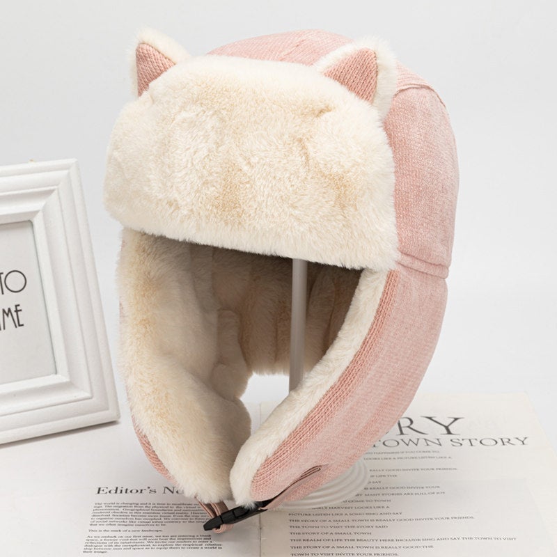 Cat Earmuffs Winter Cap