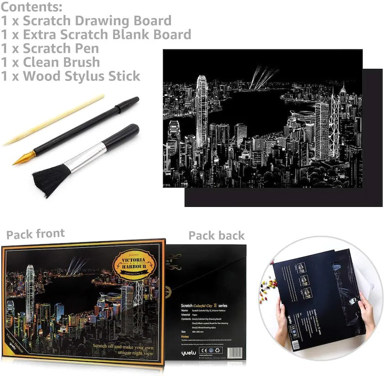 Scratch Off Rainbow Painting  World Famous Tourist Attractions 16 11.2 Inches