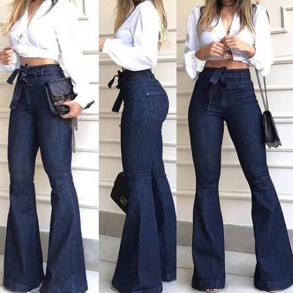 Tie Waist Butt Lifting Flare Jeans