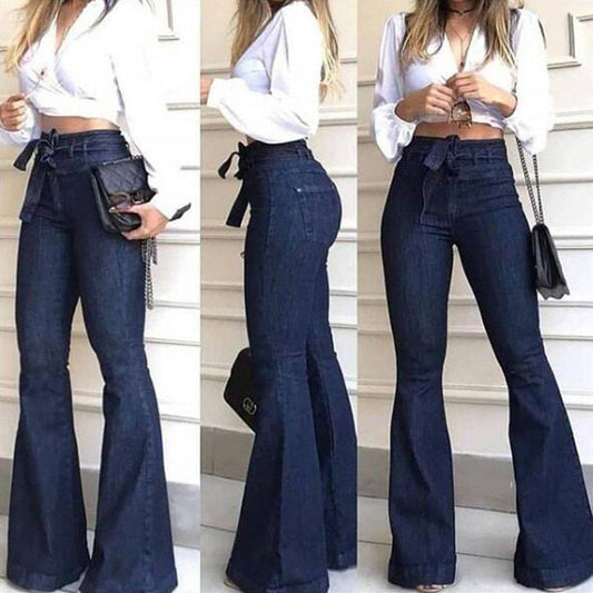 Tie Waist Butt Lifting Flare Jeans
