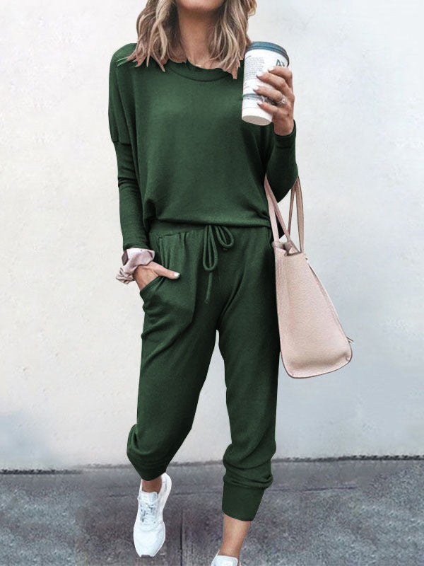 Women s Sweatsuit 2 Piece Set Drawstring Pocket Loose Fit Minimalist Long Sleeve Soft Oversized Comfortable