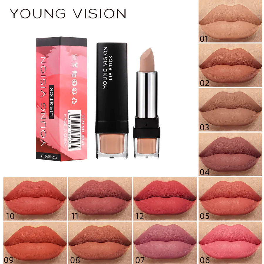MATTE 12-COLOR SINGLE LIPSTICK NON-STICK CUP LIPSTICK