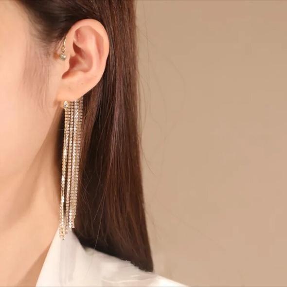 Shiny Diamond Tassel Earrings A set of two