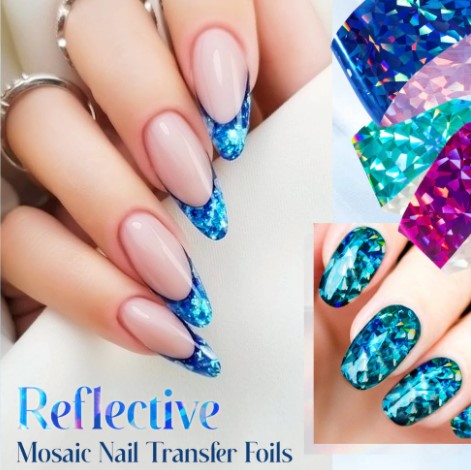 Reflective Mosaic Nail Art Transfer Foils Set of 12