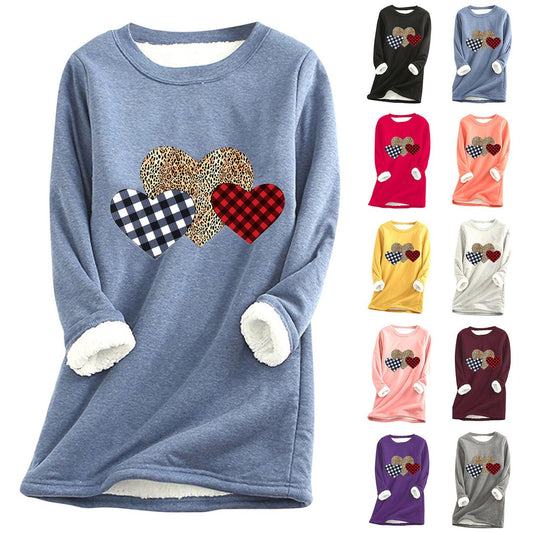 Love Casual Cotton Round Neck Solid Sweatshirt