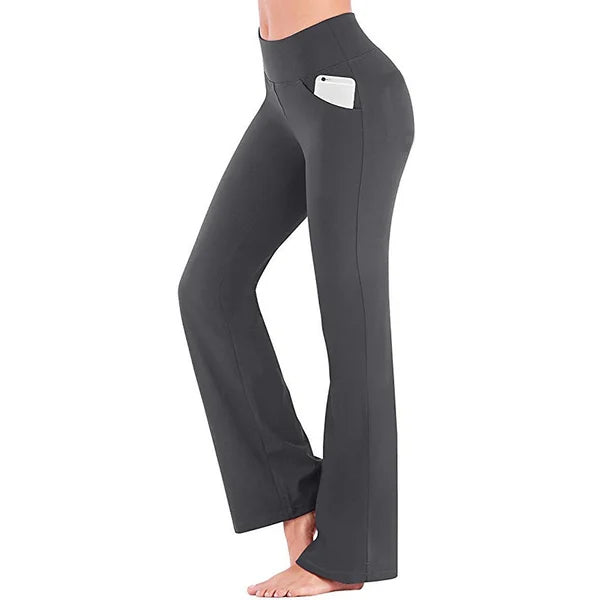 WOMENS HIGH WAIST YOGA PANTS BOOTCUT FLARE LEG
