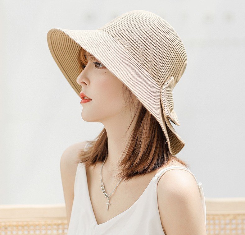 Handmade Foldable Bow Straw Hat