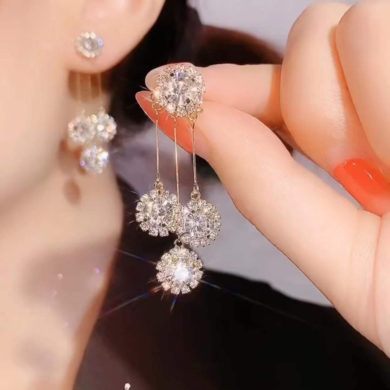New Year Promotion 49% OFF-Zircon Round Petal Earrings