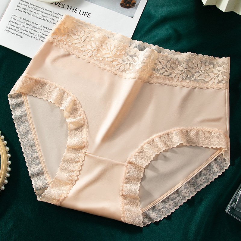 Plus Size High Waist Ice Silk Satin Panties